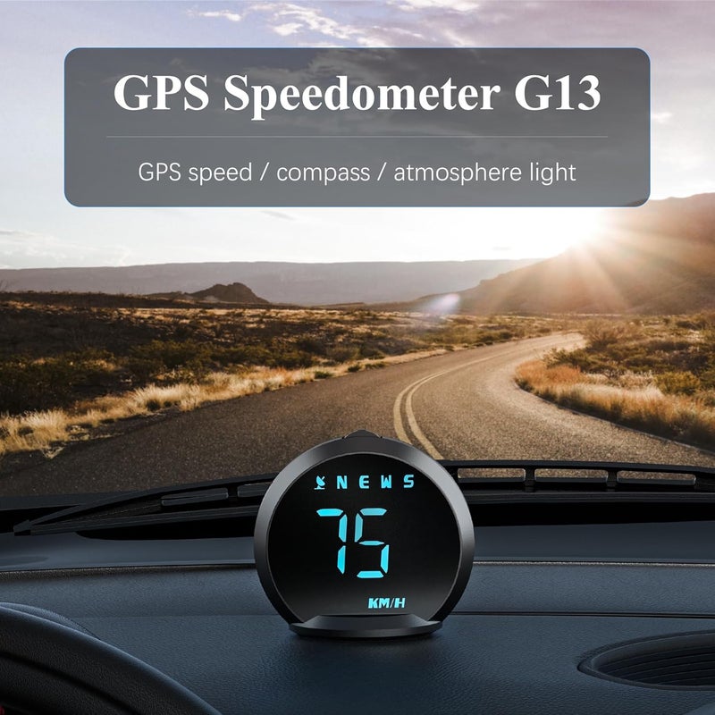 wiiiw GPS Speedometer G13, Heads up Display for Cars with Speed MPH, Compass Driving Direction, Fatigue Driving Reminder, Overspeed Alarm Trip Meter, for All Vehicles - Image 2